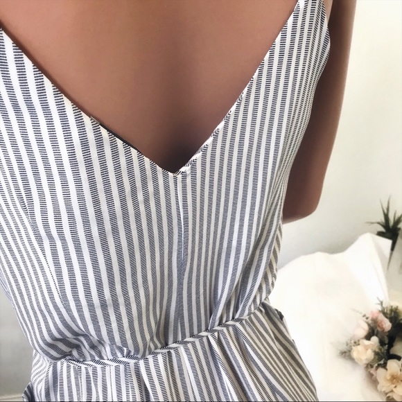 Striped Cami Jumpsuit Button Front Tie Waist - Picture 5 of 6